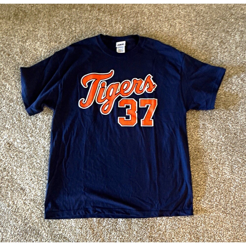 CST Detroit Tigers Rogers 37 MLB Baseball Shirt Blue Size L Major League